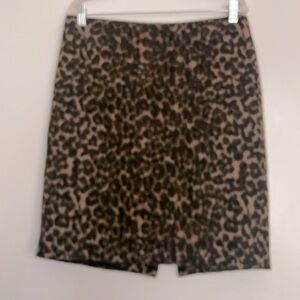 Talbots Wool midi leopard fuzzy skirt